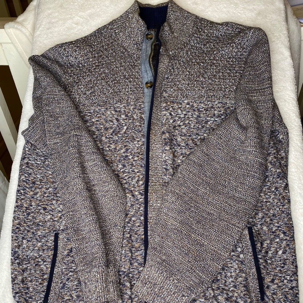 MENS FELLOWS UNITED XXL ZIP UP CARDIGAN SWEATER